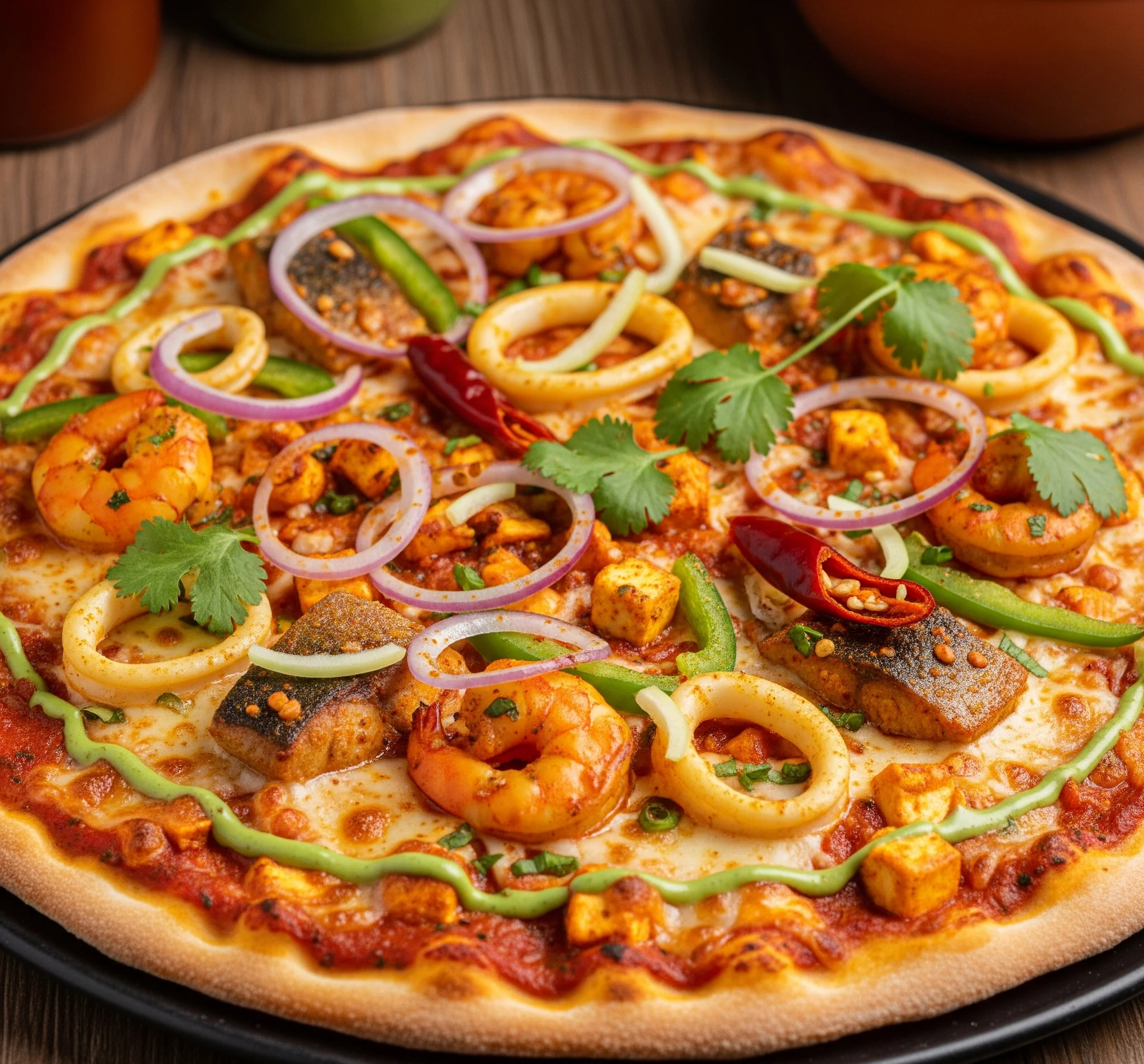 Seafood Pizza (Indian Toppings) Recipe